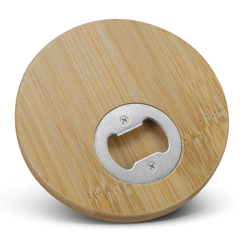 Trends 125938 Bamboo Bottle Opener Coaster - Round – Detail