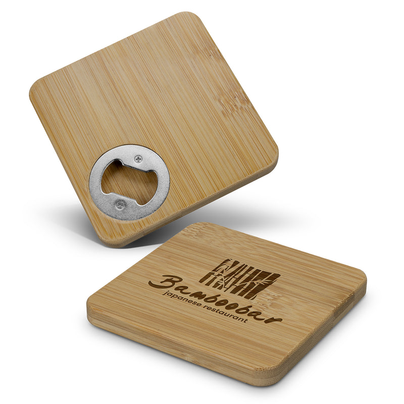 Trends 125939 Bamboo Bottle Opener Coaster - Square