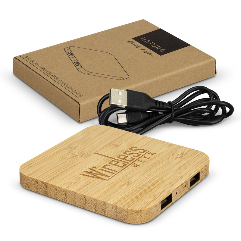 Trends 126409 NATURA Bamboo Wireless Fast Charging Hub