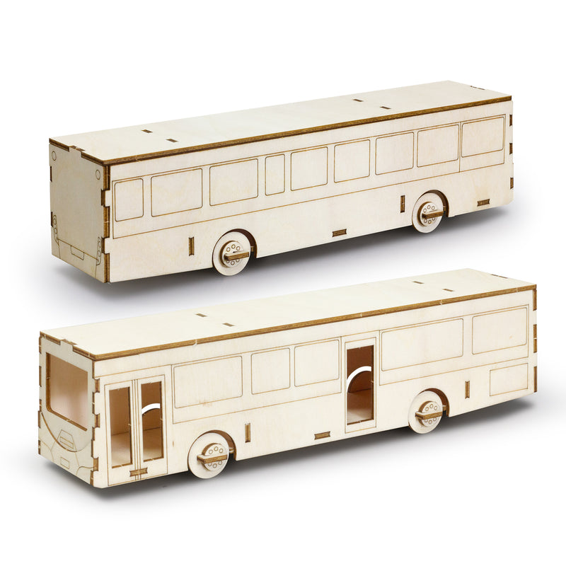 Trends 126726 BRANDCRAFT Bus Wooden Model – Assembled Unbranded