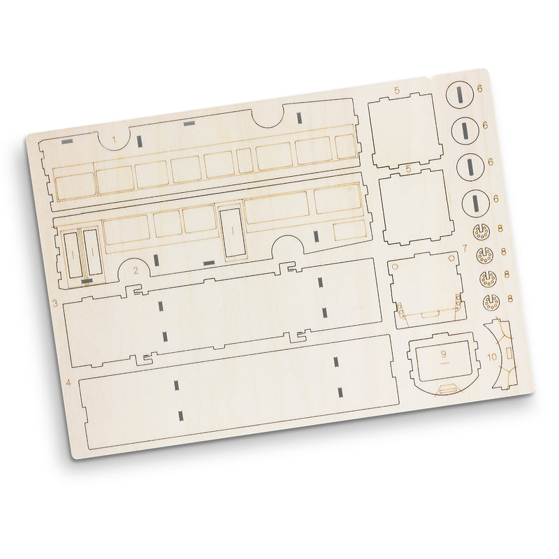 Trends 126726 BRANDCRAFT Bus Wooden Model – Flat Sheet