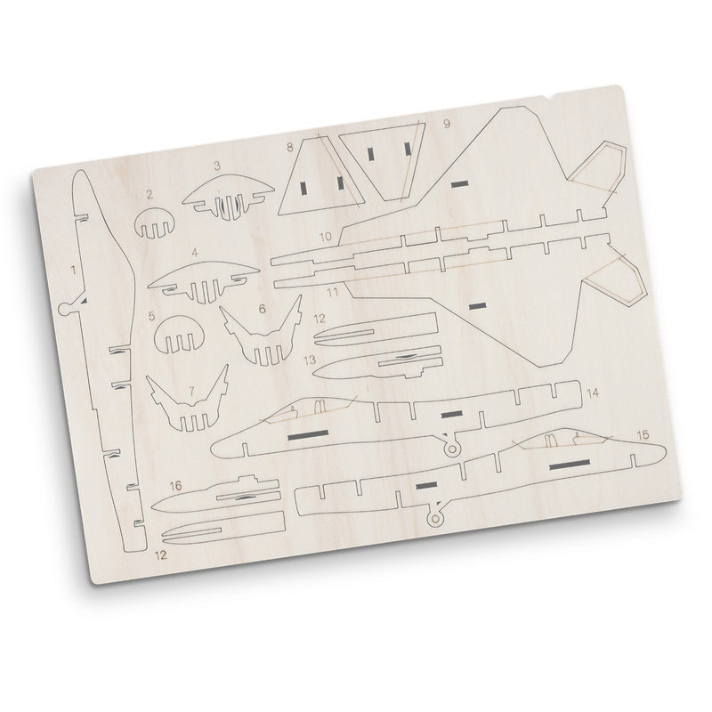 Trends 126729 BRANDCRAFT Jet Fighter Wooden Model – Flat Sheet