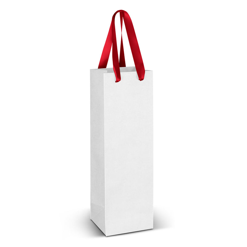 Trends 127175 Wine Ribbon Handle Paper Bag - Full Colour – White