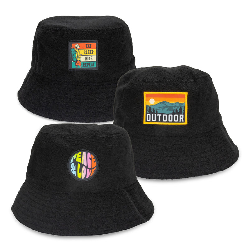 Trends 129723 Terry Towelling Bucket Hat with Full Colour Patch New
