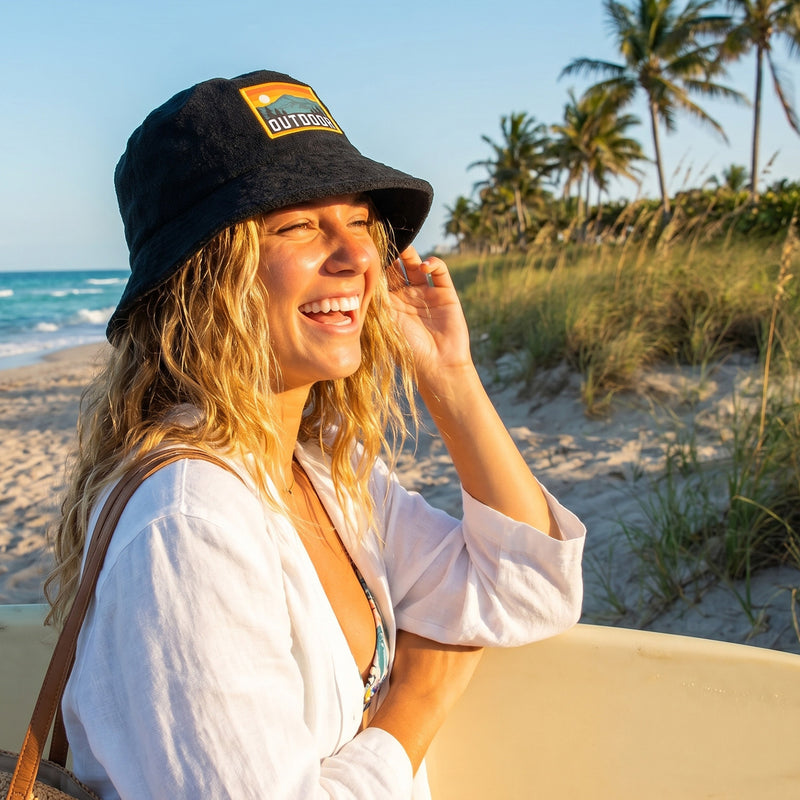 Trends 129723 Terry Towelling Bucket Hat with Full Colour Patch New – Feature