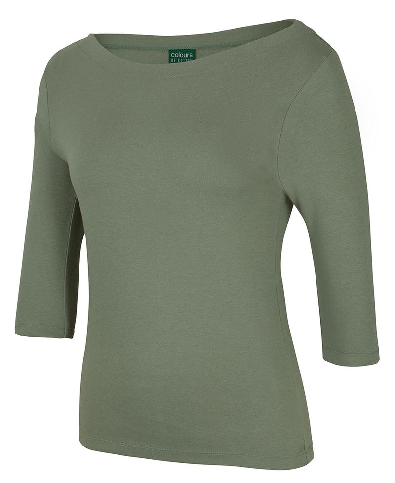 JB's Wear 1BT3 C of C 3/4 Sleeve Boat Neck Tee Ladies