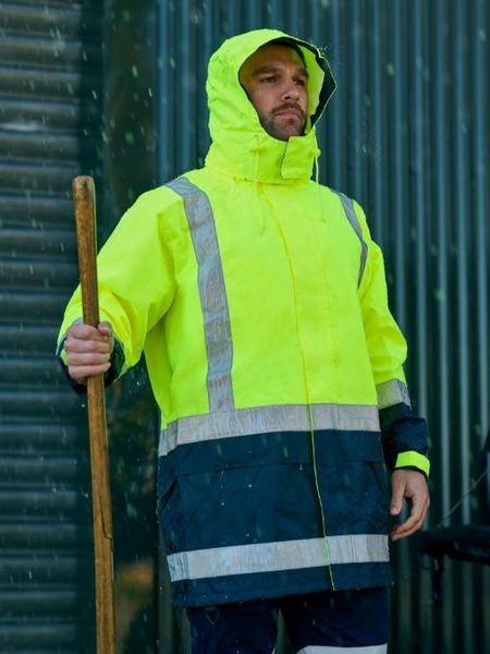 Taped Two Tone Hi Vis Rain Shell Jacket