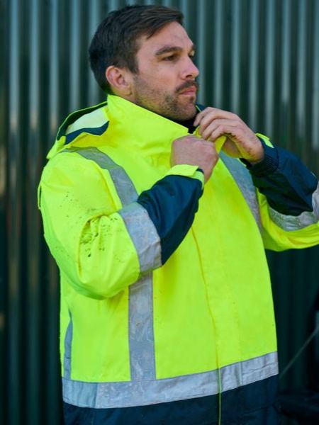 Taped Two Tone Hi Vis Rain Shell Jacket