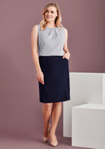 Biz Corporates 20720 Siena Front Pleat Detail Straight Skirt Ladies