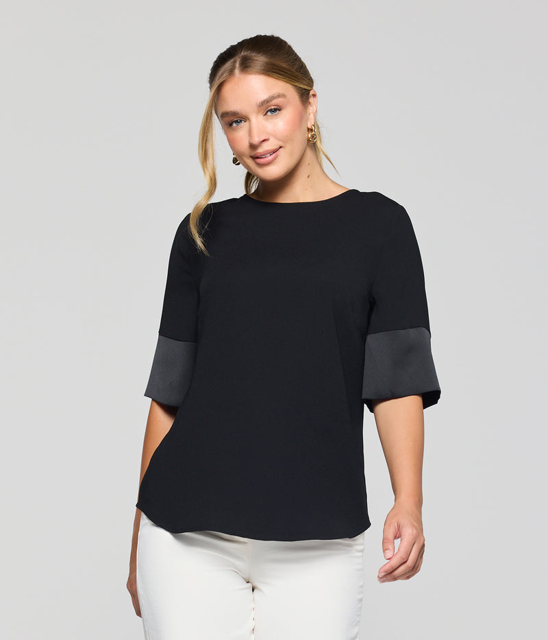 Celine Contrast Sleeve Top Ladies