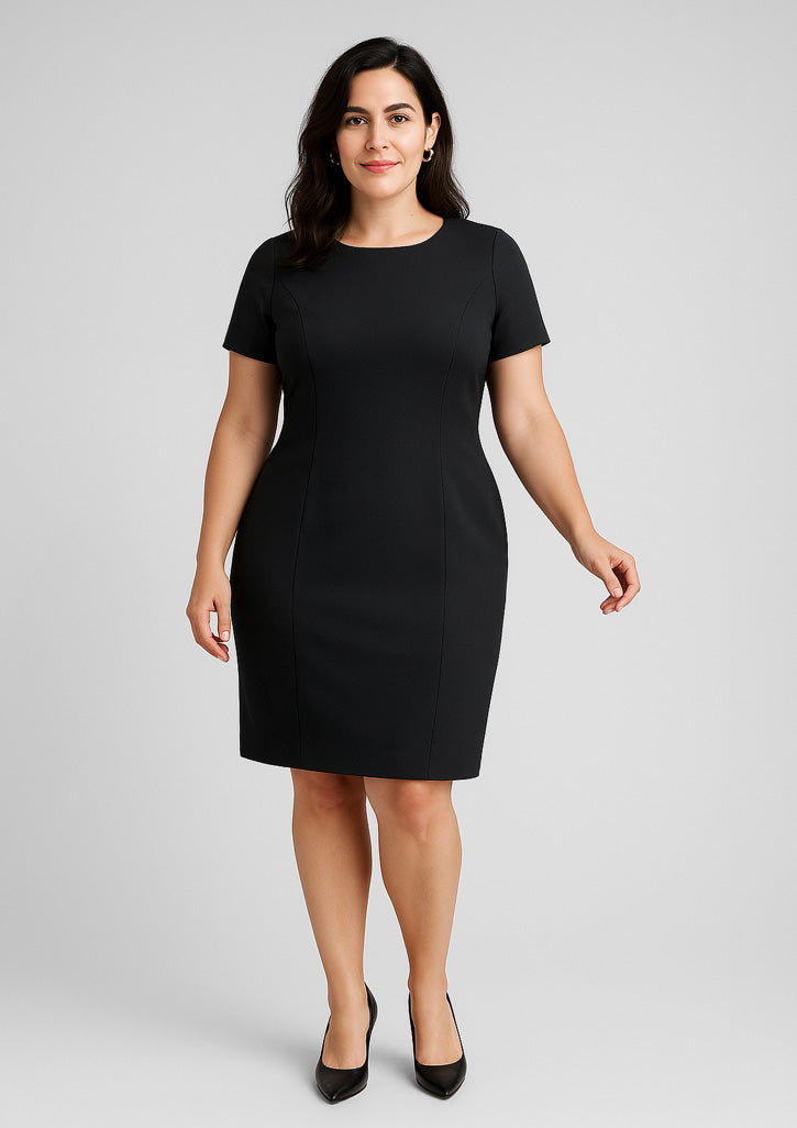 Biz Corporates 34012 Comfort Wool Stretch Short Sleeve Shift Dress Ladies