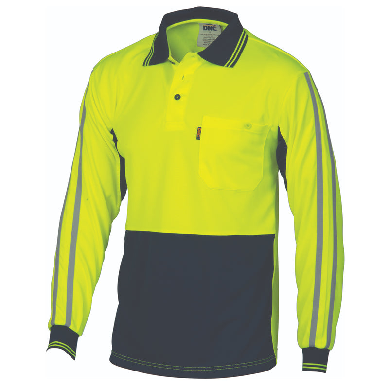 Hi Vis Cool-Breathe Stripe Polo - Long Sleeve