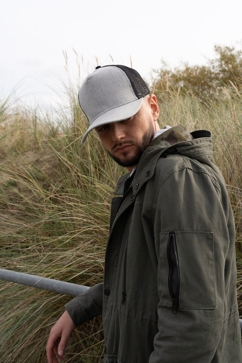Grey Marle American Twill Cap with Mesh Back