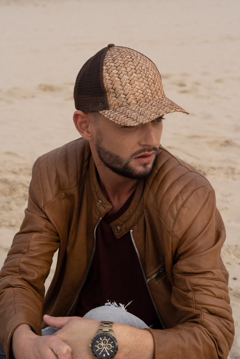 Cane Print Cap with Mesh Back