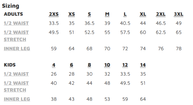 JB  3PFC C OF C ADULTS CUFFED TRACK PANT size chart