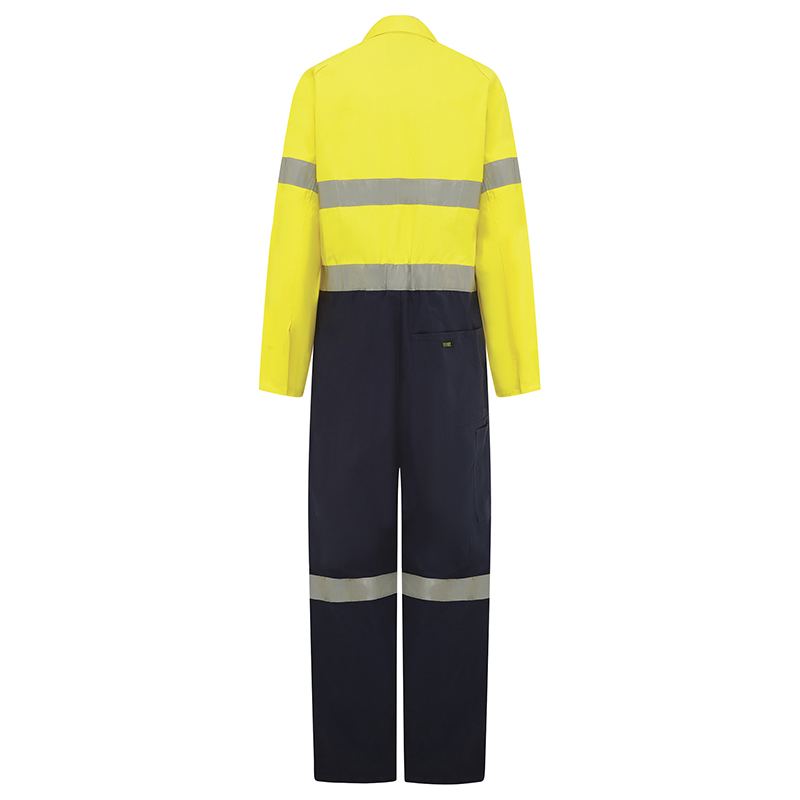 Hi Vis 2-Tone Lightweight Cotton Taped Coverall With Nylon Studs