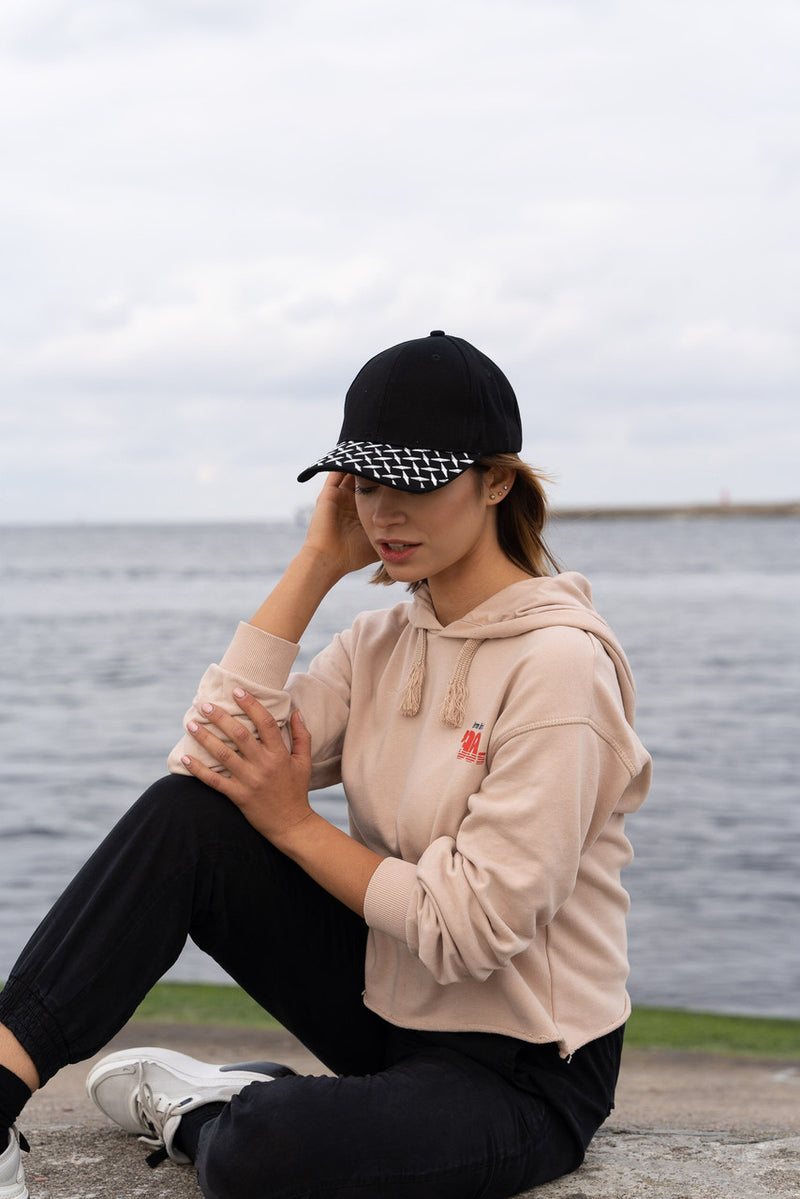 Brushed Heavy Cotton Cap with Checker Plate on Peak