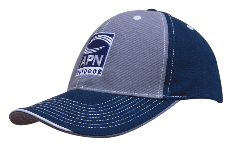 Headwear WA 4053 Brushed Heavy Cotton Two Tone Cap with Contrasting Stitching and Open Lip Sandwich