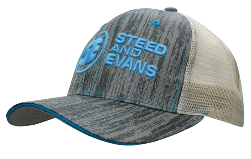 Headwear WA 4143 Wood Printed Cap with Mesh Back