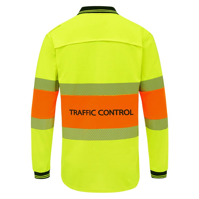 Traffic Control Hi Vis Long Sleeve Poly/Cotton Taped Polo Shirt