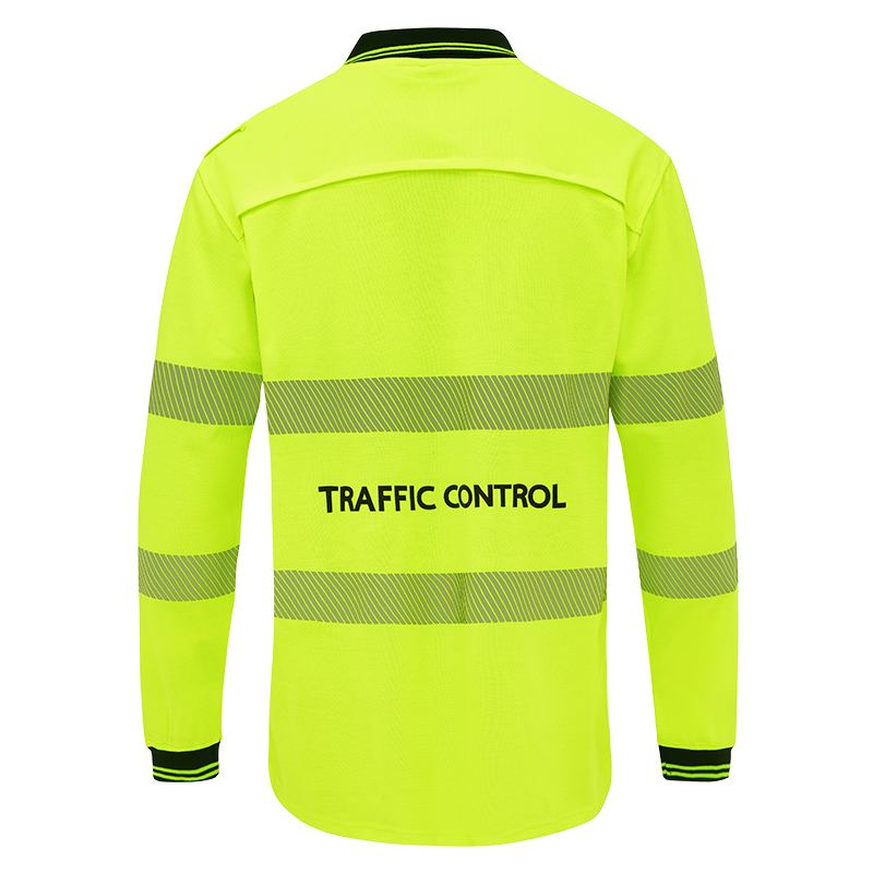 Traffic Control Hi Vis Long Sleeve Poly/Cotton Taped Polo Shirt