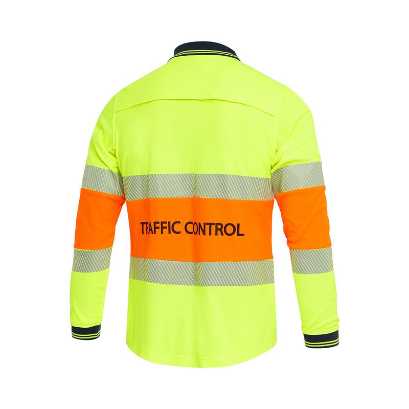 Traffic Control Hi Vis Long Sleeve Poly/Cotton Taped Polo Shirt Ladies