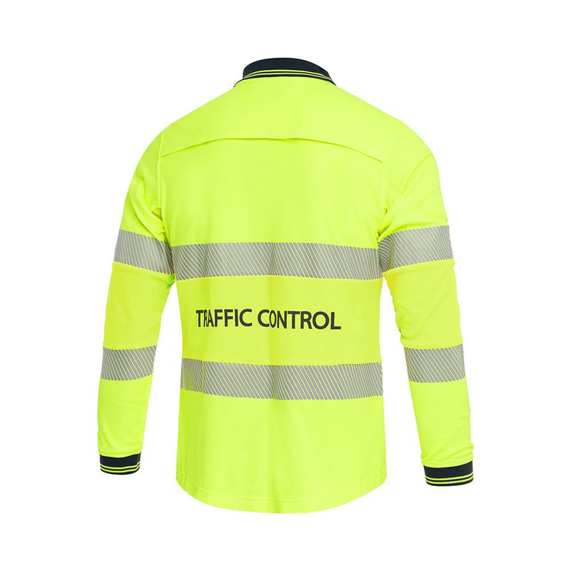 Traffic Control Hi Vis Long Sleeve Poly/Cotton Taped Polo Shirt Ladies