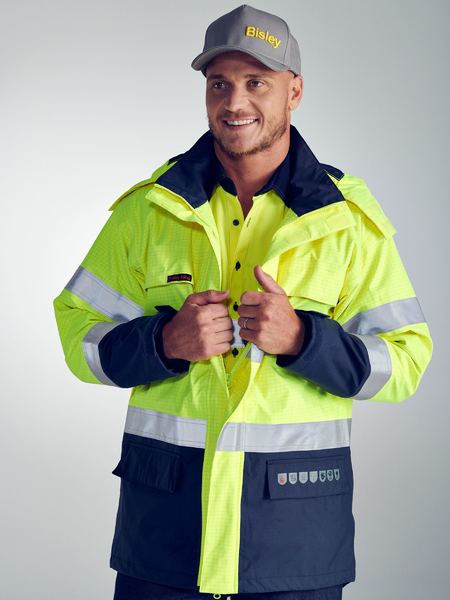 TAPED TWO TONE HI VIS FR WET WEATHER SHELL JACKET