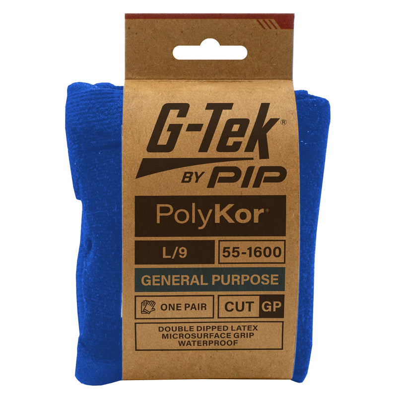 G-Tek Blue Poly GP Double Dip Latex Glove