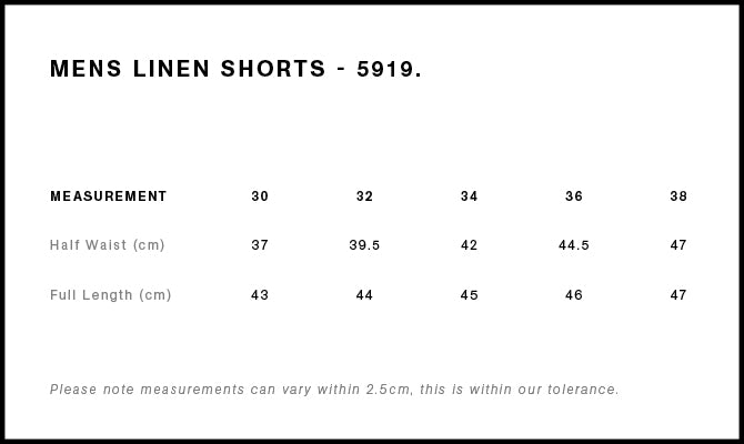 Linen Shorts 18" Mens