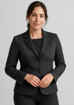 Biz Corporates 64019 Comfort Wool Stretch 2 Button Mid Length Jacket Ladies