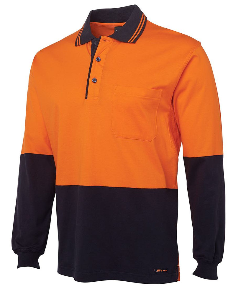 JB's Wear 6CPHL Hi Vis L/S Cotton Polo (4XL - 5XL)
