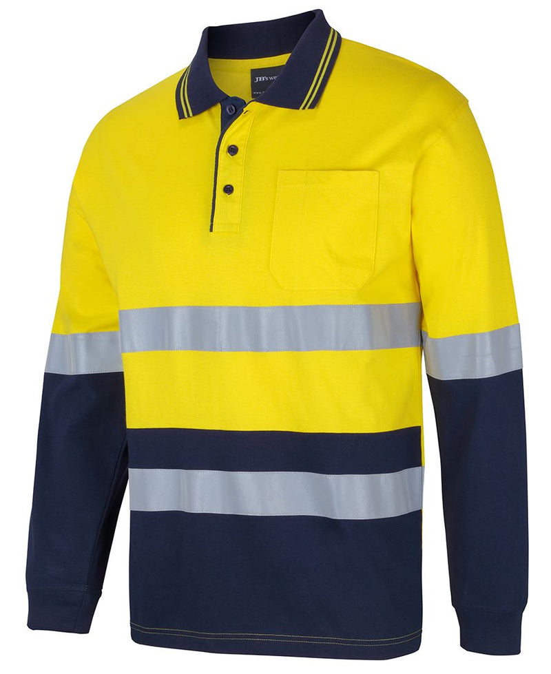 JB's Wear 6DCPL HI VIS (D+N) L/S COTTON POLO (4XL - 5XL)
