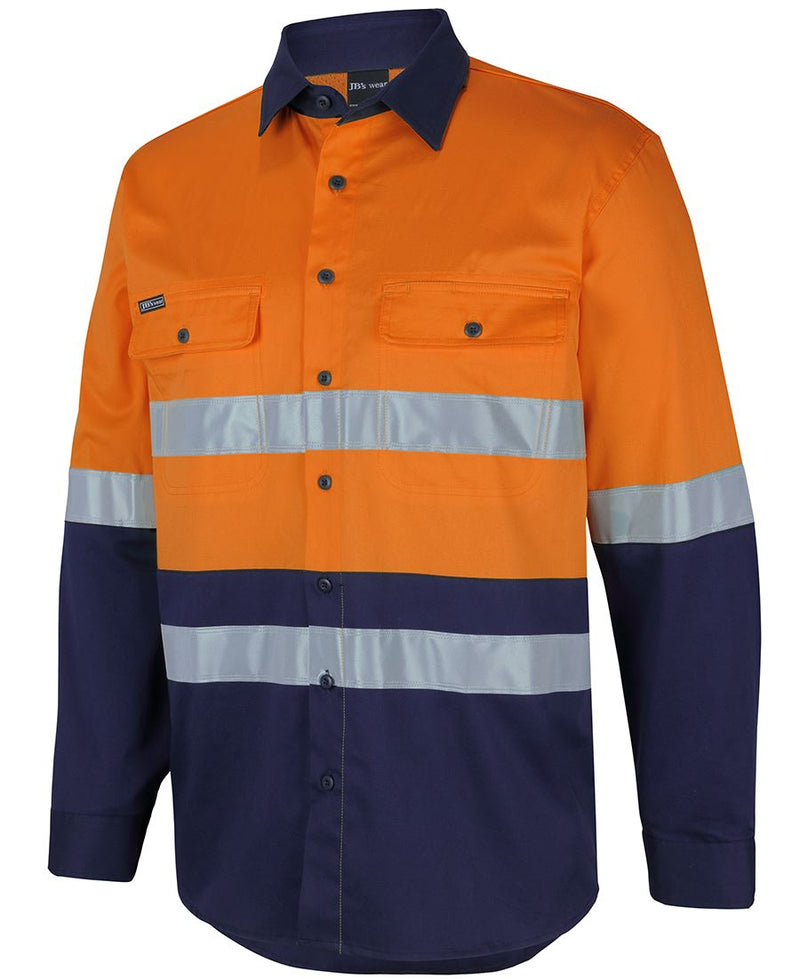 JB's Wear 6DSWL Hi Vis D+N L/S Stretch Work Shirt With Tape