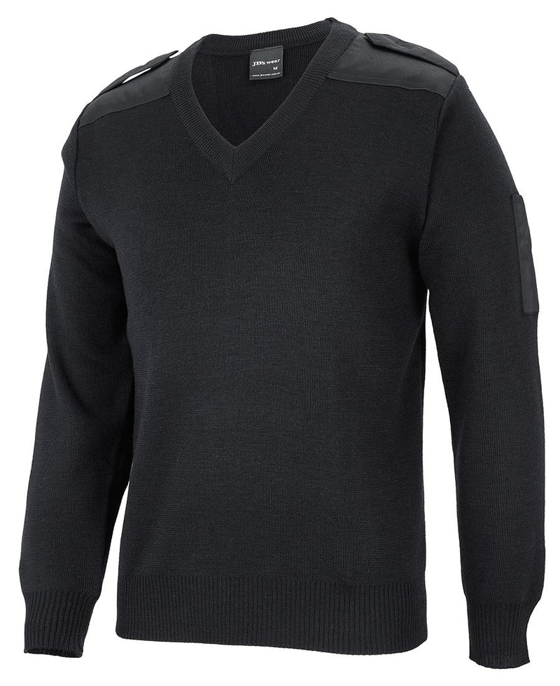 JB's Wear 6EJ Knitted Epaulette Jumper (XS - Black & Navy Only)
