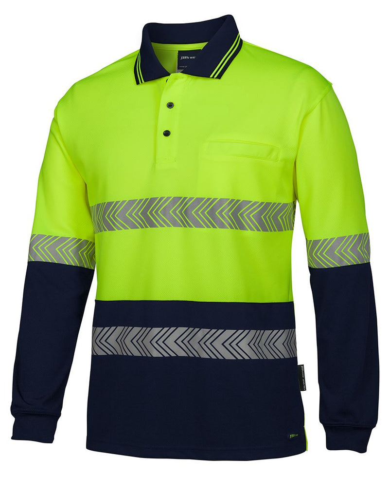 JB's Wear 6HLST Hi Vis L/S Segmented Tape Polo