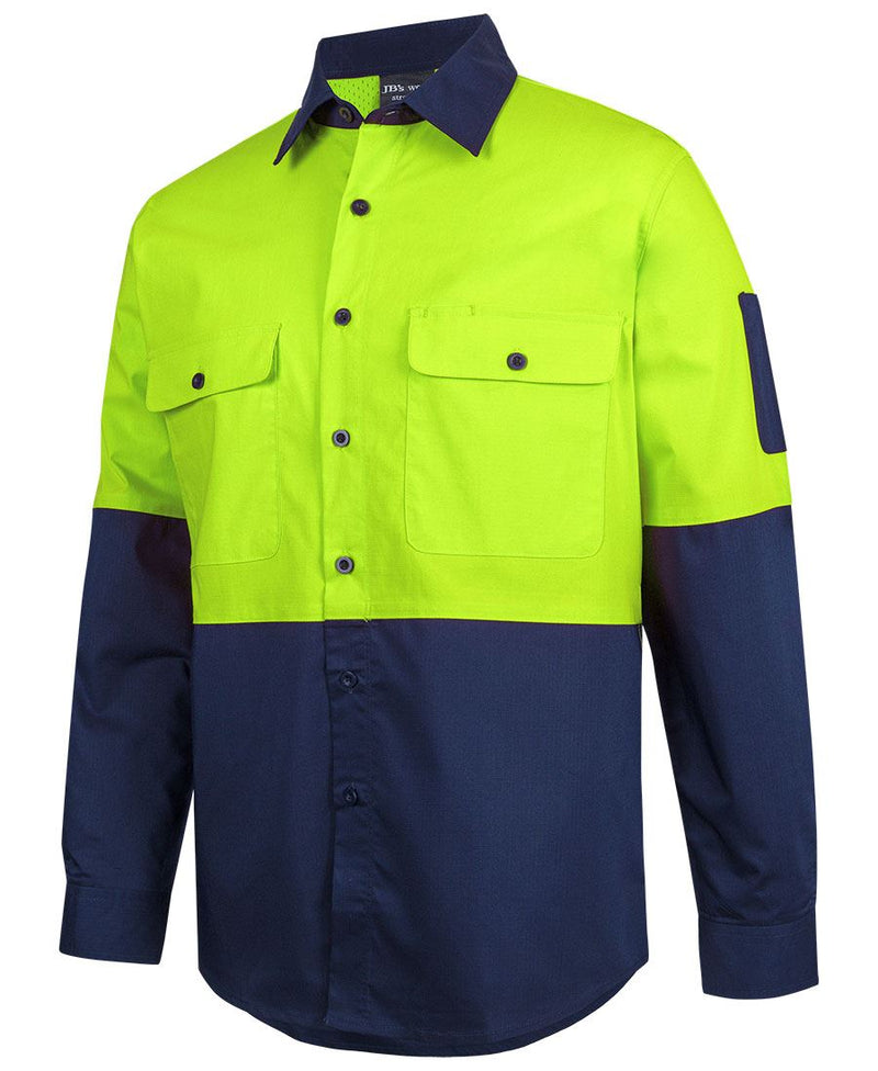 JB's Wear 6HRFL Hi Vis Class F Ripstop L/S Work Shirt