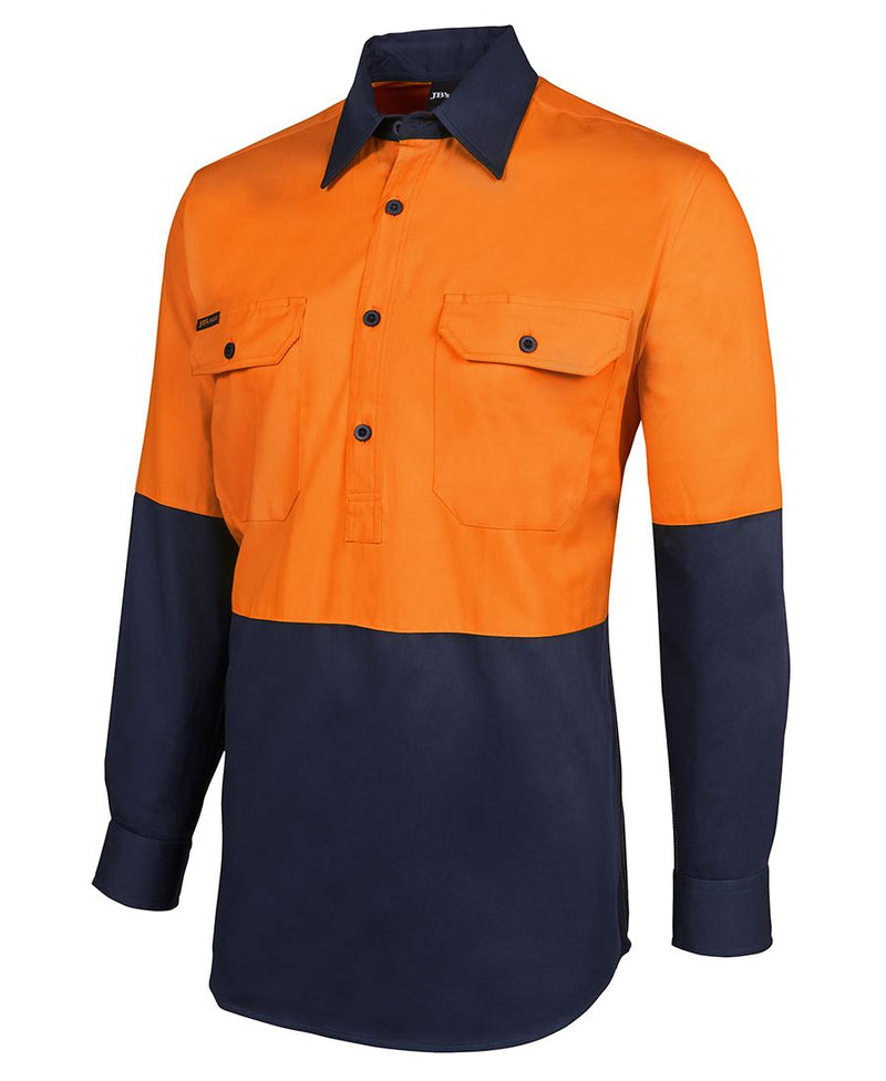 JB's Wear 6HVCF Hi Vis L/S 190g Close Front Shirt