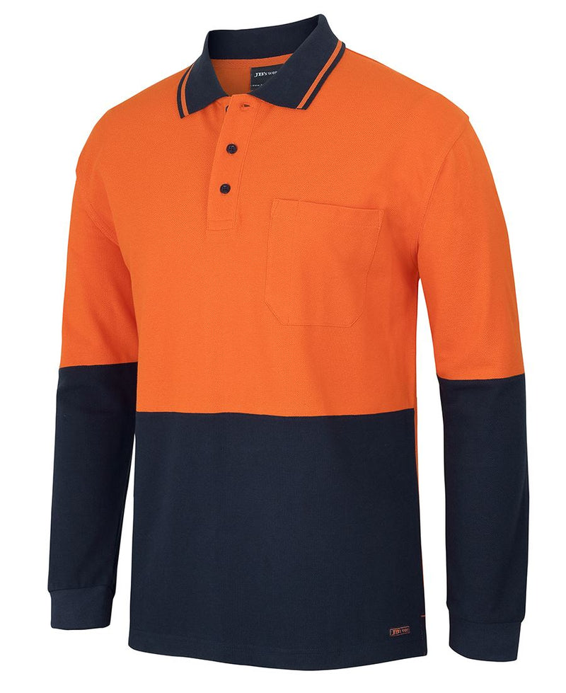 JB's Wear 6HVQL Hi Vis L/S Cotton Pique Trad Polo