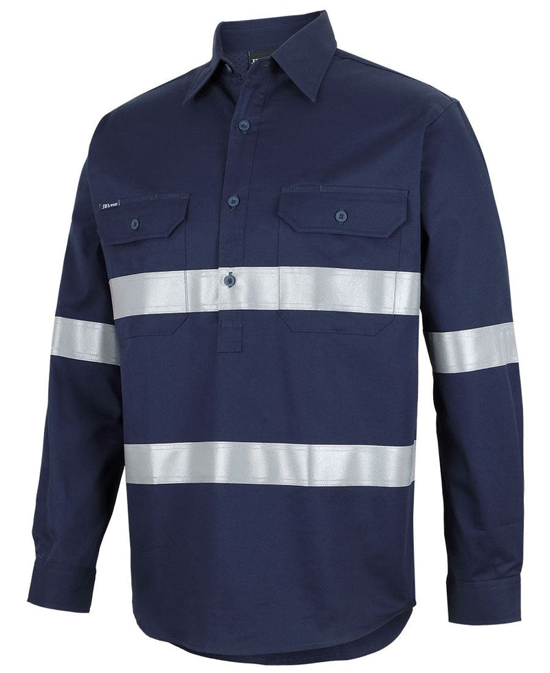 JB's Wear 6HWCT Close Front L/S 150g Work Shirt Reflective Tape