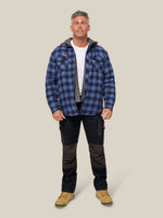 QUILTED FLANNEL HOODED SHACKET