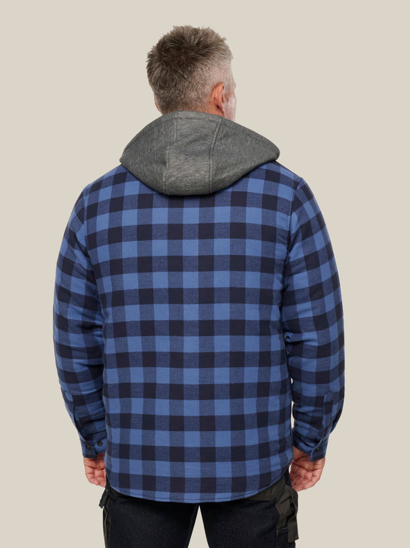 QUILTED FLANNEL HOODED SHACKET