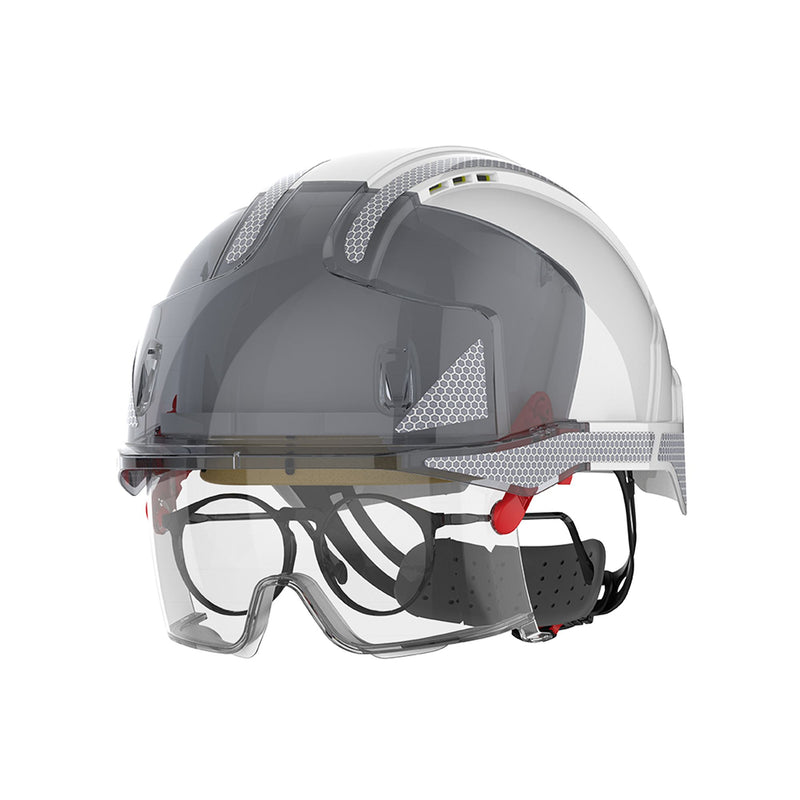 Evo Vista Lens Non Vented White/Smoke Helmet - Wheel Ratchet - Clear Lens