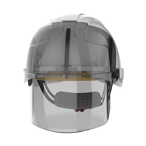 Evo Vista Shield Vented White/Smoke Helmet - Wheel Ratchet - Clear Visor
