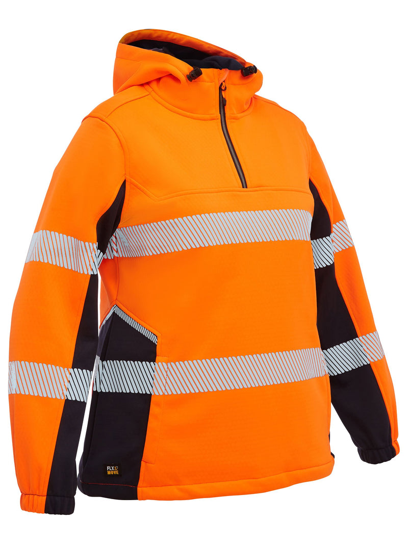 Taped Hi Vis Fleece Zip Front Hoodie with Sherpa Lining Ladies
