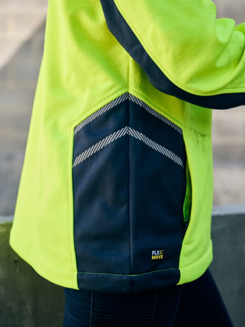 Taped Hi Vis Fleece Zip Front Hoodie with Sherpa Lining Ladies SIDE