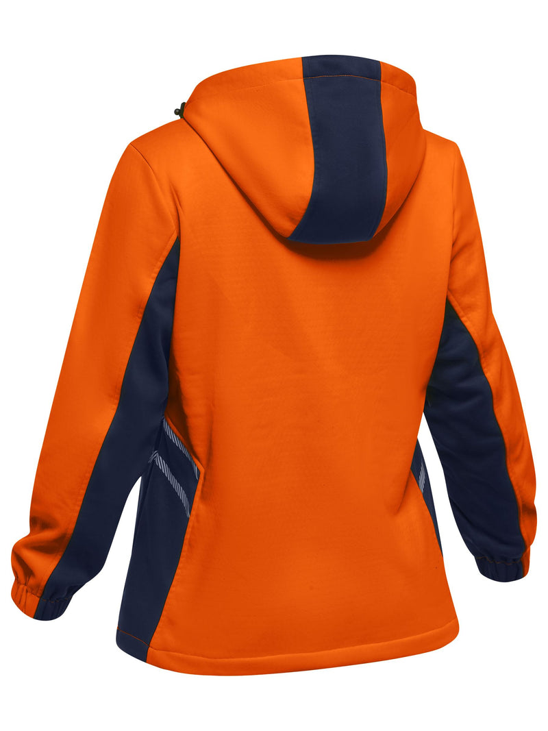 Taped Hi Vis Fleece Zip Front Hoodie with Sherpa Lining Ladies REAR