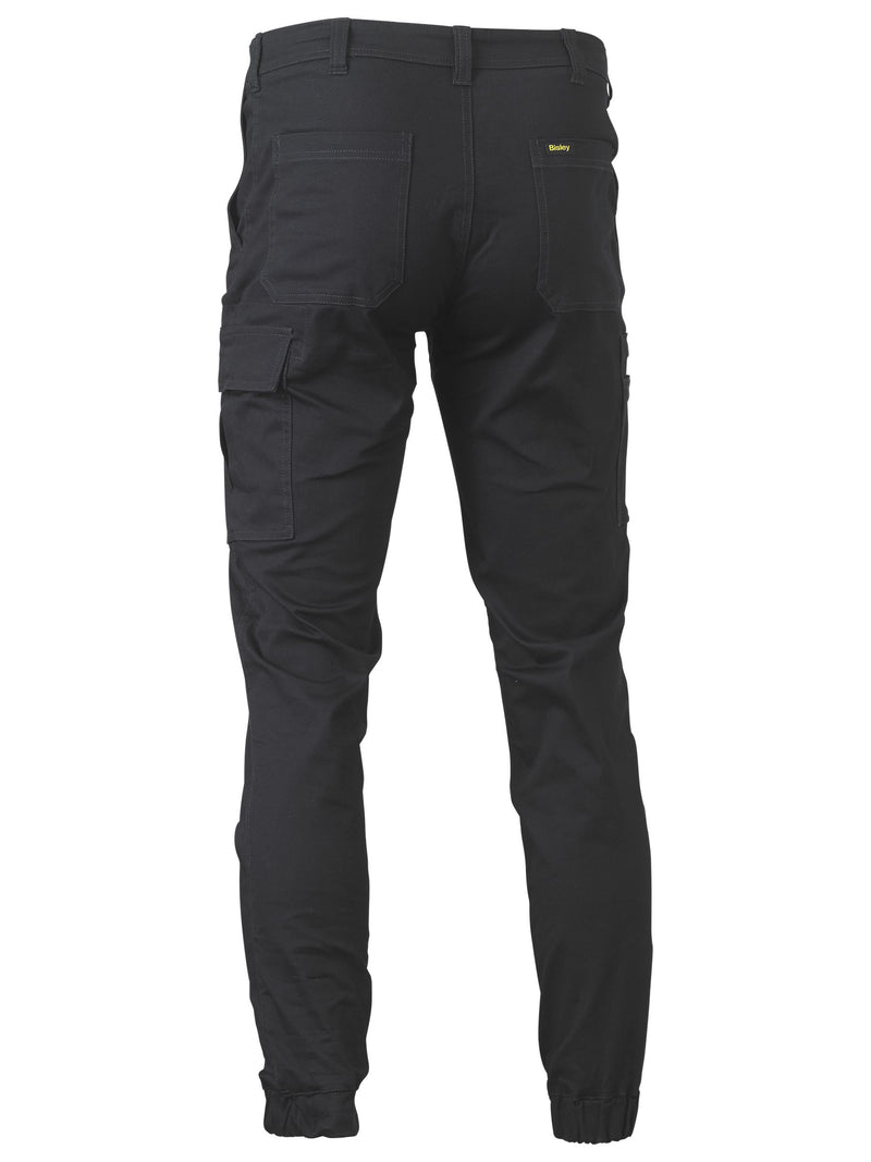STRETCH COTTON DRILL CARGO CUFFED PANTS – back view