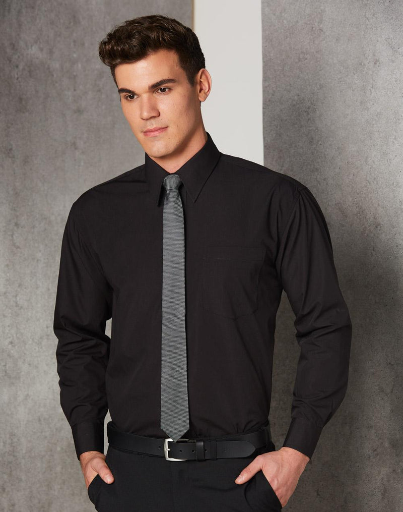 Winning Spirit BS01L Poplin Long Sleeve Business Shirt Mens