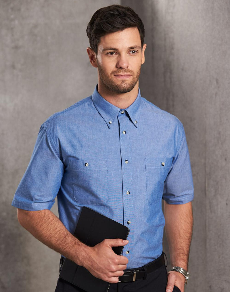 Winning Spirit BS03S Chambray Short Sleeve Shirt Mens